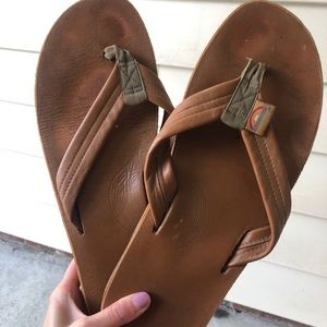 Men’s Tan Leather Rainbow Sandals, Size 13